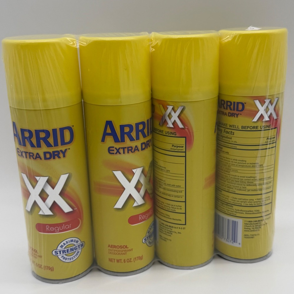 Arrid Extra Dry XX Regular Antiperspirant Deodorant Aerosol Spray 6oz 4 Pack